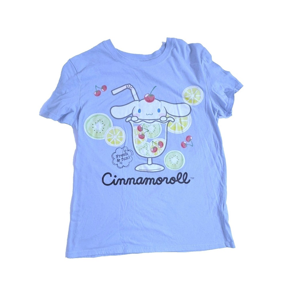 Hello Kitty Cinnamoroll T-shirt Girls Large Summer Fresh Fun Sanrio Short Sleeve